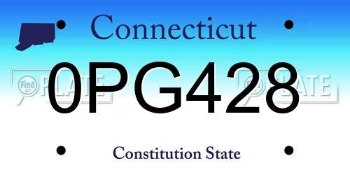0PG428 Connecticut License Plate