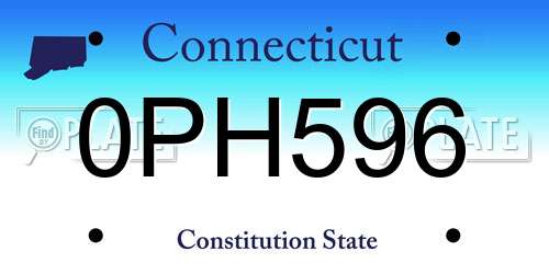 0PH596 Connecticut License Plate