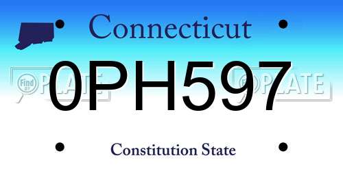0PH597 Connecticut License Plate