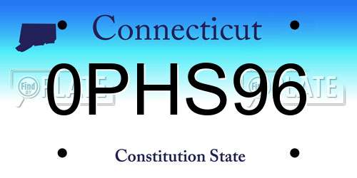 0PHS96 Connecticut License Plate