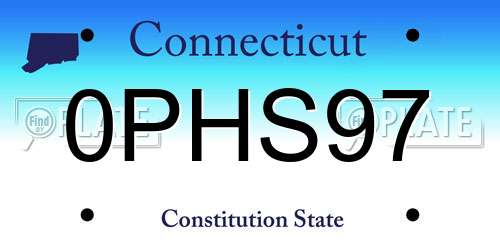 0PHS97 Connecticut License Plate