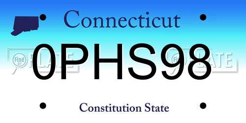 0PHS98 Connecticut License Plate