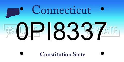 0PI8337 Connecticut License Plate