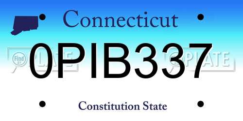 0PIB337 Connecticut License Plate