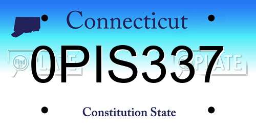 0PIS337 Connecticut License Plate