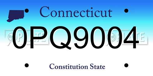 0PQ9004 Connecticut License Plate