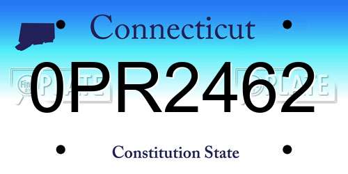 0PR2462 Connecticut License Plate