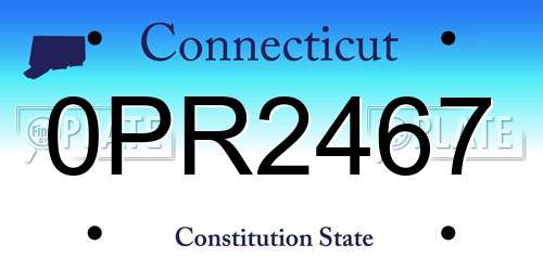 0PR2467 Connecticut License Plate