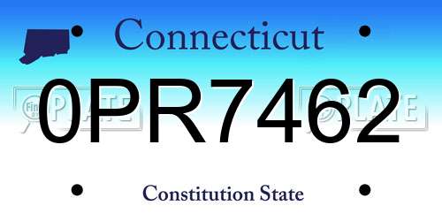 0PR7462 Connecticut License Plate