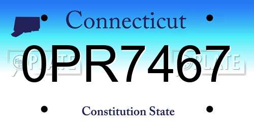 0PR7467 Connecticut License Plate