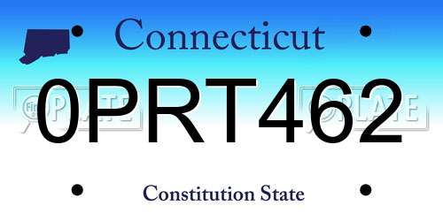 0PRT462 Connecticut License Plate