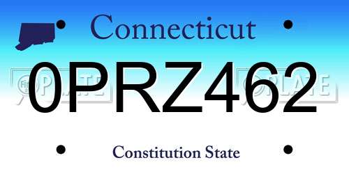 0PRZ462 Connecticut License Plate