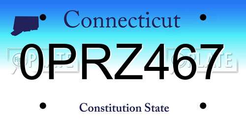 0PRZ467 Connecticut License Plate