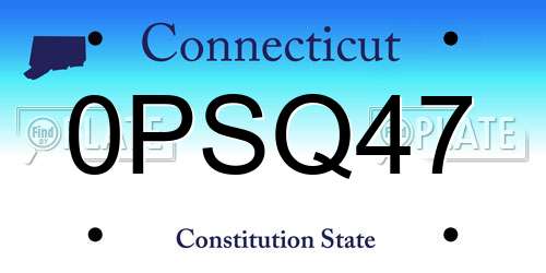 0PSQ47 Connecticut License Plate