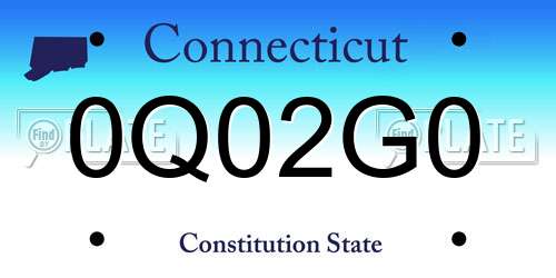0Q02G0 Connecticut License Plate