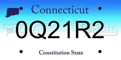 0Q21R2 Connecticut License Plate
