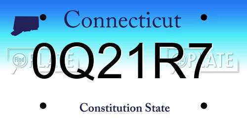 0Q21R7 Connecticut License Plate
