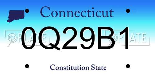 0Q29B1 Connecticut License Plate