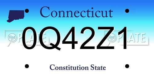 0Q42Z1 Connecticut License Plate