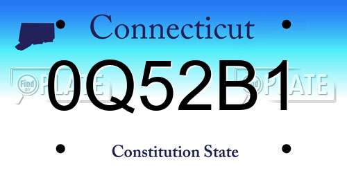 0Q52B1 Connecticut License Plate