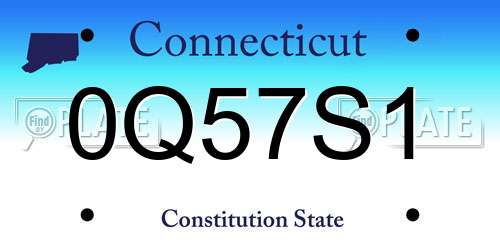 0Q57S1 Connecticut License Plate