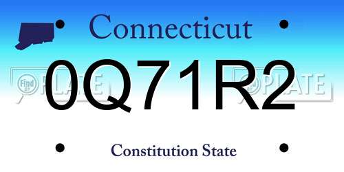 0Q71R2 Connecticut License Plate