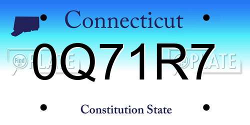 0Q71R7 Connecticut License Plate