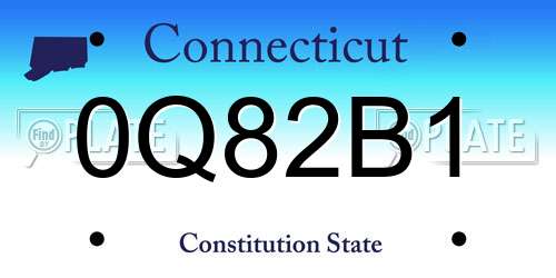 0Q82B1 Connecticut License Plate