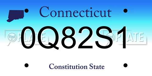 0Q82S1 Connecticut License Plate