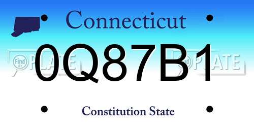 0Q87B1 Connecticut License Plate
