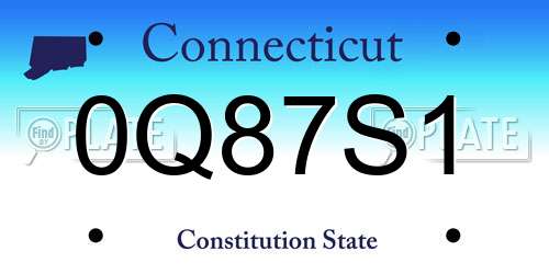 0Q87S1 Connecticut License Plate