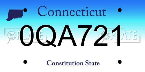 0QA721 Connecticut License Plate
