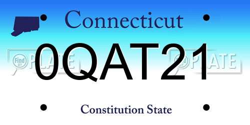 0QAT21 Connecticut License Plate