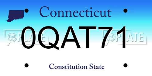 0QAT71 Connecticut License Plate