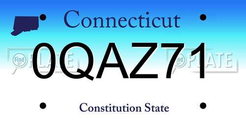 0QAZ71 Connecticut License Plate