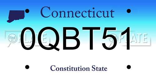0QBT51 Connecticut License Plate