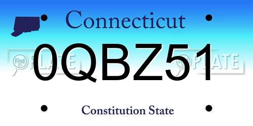 0QBZ51 Connecticut License Plate