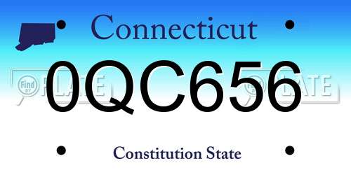 0QC656 Connecticut License Plate