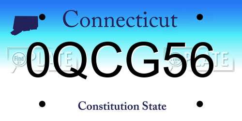 0QCG56 Connecticut License Plate