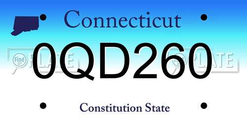 0QD260 Connecticut License Plate
