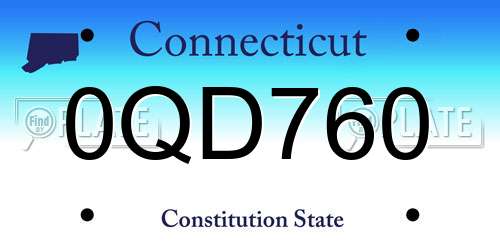 0QD760 Connecticut License Plate