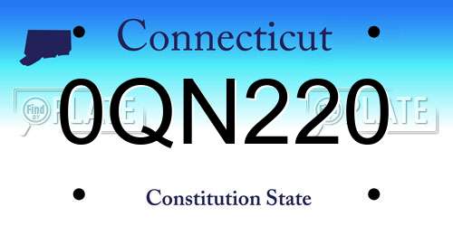 0QN220 Connecticut License Plate