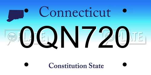 0QN720 Connecticut License Plate