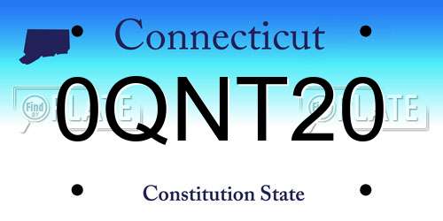 0QNT20 Connecticut License Plate