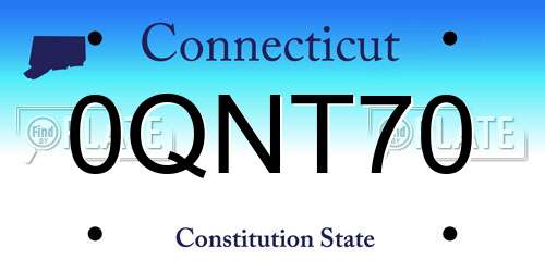 0QNT70 Connecticut License Plate