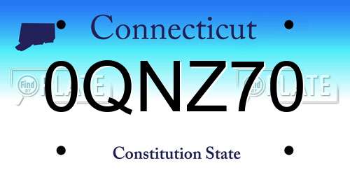 0QNZ70 Connecticut License Plate