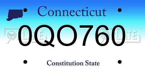 0QO760 Connecticut License Plate
