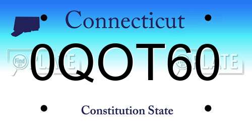 0QOT60 Connecticut License Plate