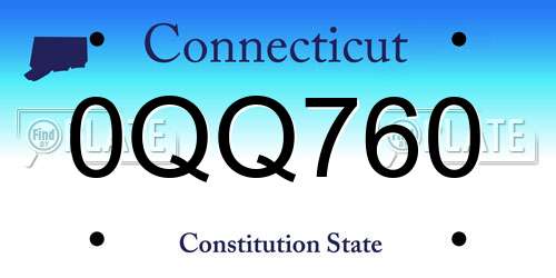 0QQ760 Connecticut License Plate