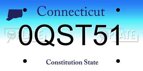 0QST51 Connecticut License Plate